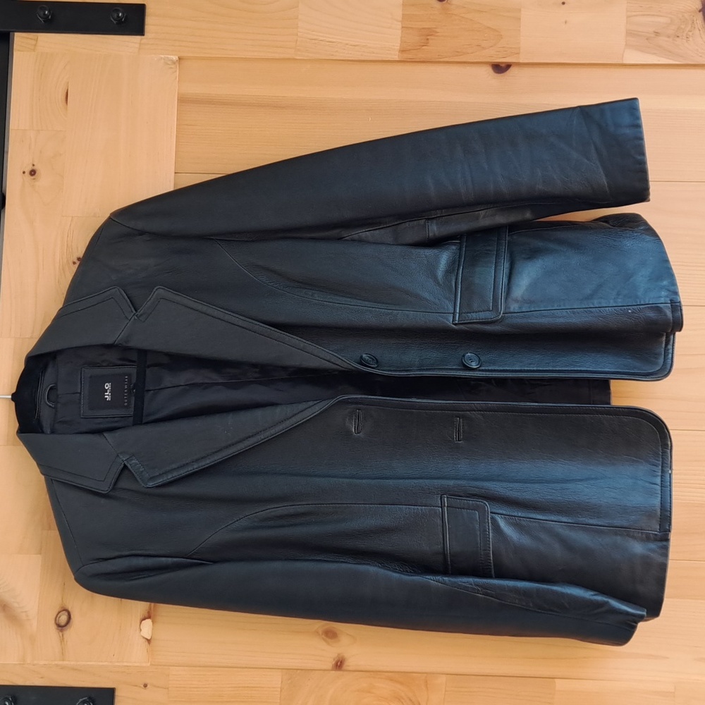 JLC Womens Leather blazer jacket/coat.  Size Large. Shoulder pads